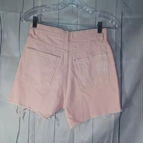 Zara Faded pink Frayed Hem High-Rise Coquette Festival Casual Jean shorts - Image 6