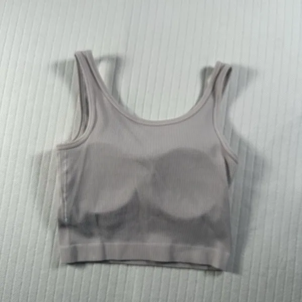 Pro-Fit Sports Bra Womens Small Purple Ribbed Stretch Crop Athletic Tank Top - Image 3