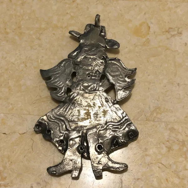 Large Pewter Cowgirl Pendant or Christmas Ornament 4” - Image 3