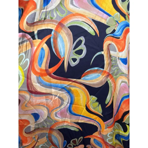 Nicole Miller New York‎ Abstract Swirl Print V-Neck Maxi Dress Multicolor M NWT - Image 6