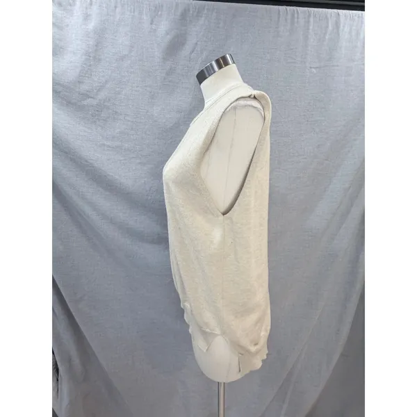 Maeve by Anthropologie‎ Oatmeal Beige Open Tie Back Knit Sweater Vest One Size - Image 5