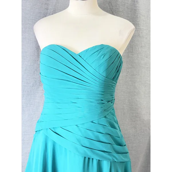 Azazie Teal Strapless Sweetheart Ruched Chiffon Mini Dress Size C‎ - Image 2