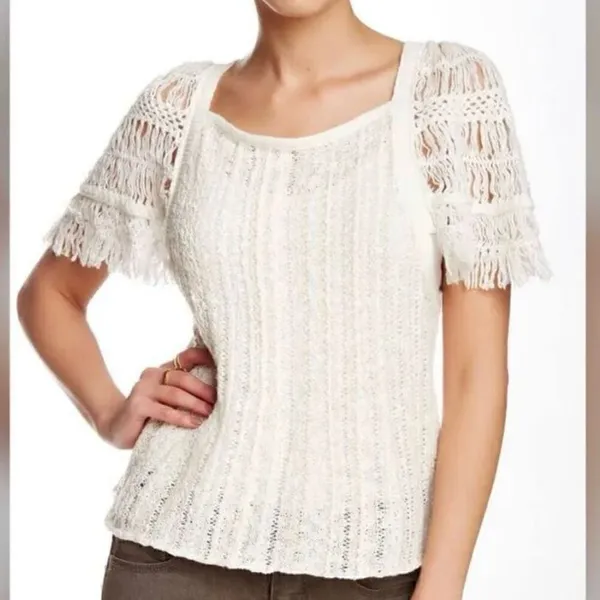 Free People Blackbird Macrame top Ivory comb size XS - Image 4