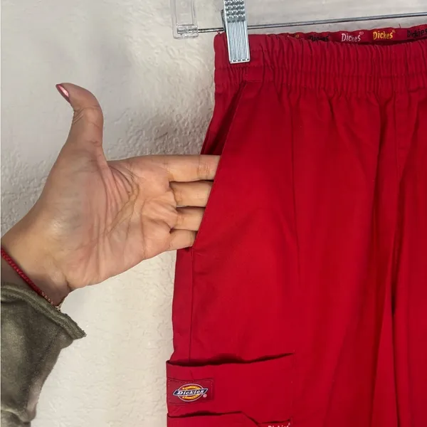 Dickies Medical Scrub Pants XXS Red Elastic Waist Cargo‎ Utility Trousers 86106 - Image 6