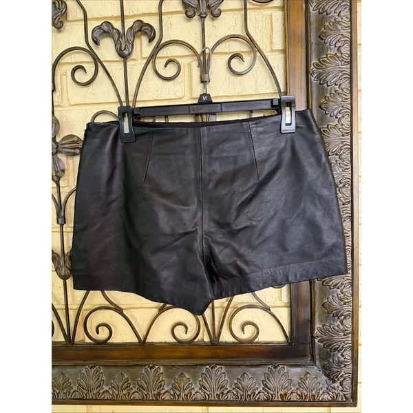 Trina Turk Black Leather Shorts Sz 4 Pockets Side Zip Winter Concert Vibes - Image 3