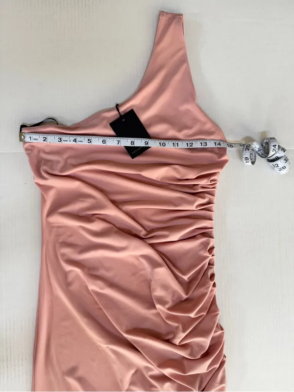 NWT Michael Costello x Revolve Bodycon Mini Dress Blush Pink one shoulder Small - Image 13