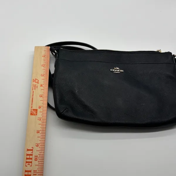 Coach Black Crossgrain Leather Crossbody Bag Gold Hardware Slim Messenger - Image 7