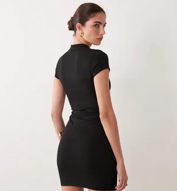ASOS Design cap sleeve mini dress mandarin collar - Image 3