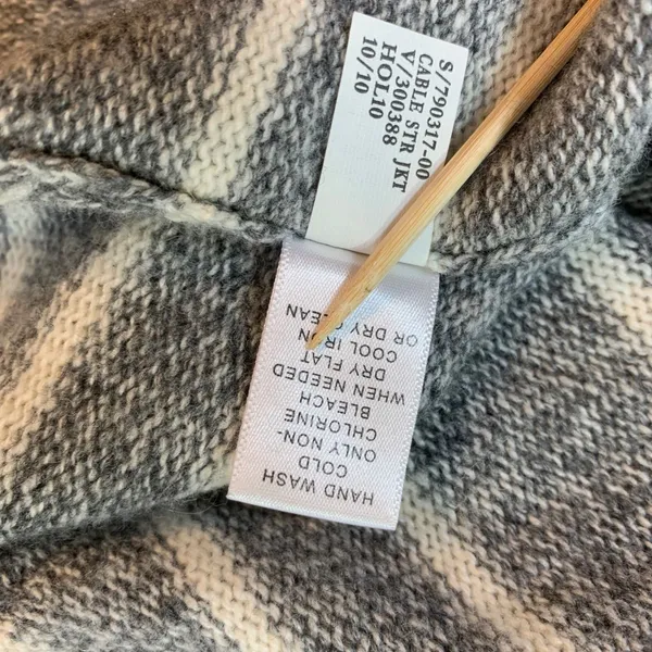 Banana Republic Womens‎ Striped Cardigan Sweater Size S Wool Blend Gray White - Image 5