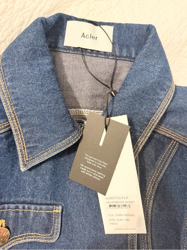 NWT Acler Valleybrook Jean Jacket Dark Indigo Blue Cropped Size US 2 * - Image 7