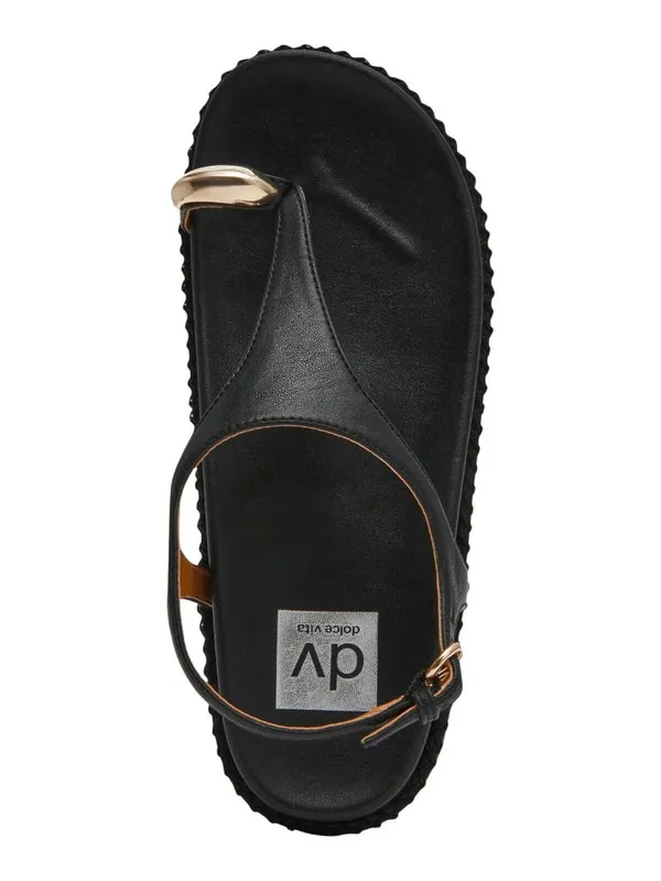 NWT DV Dolce Vita Pacey Round Toe Ring Footbed Flat Sandals PACEY Black 9M - Image 4