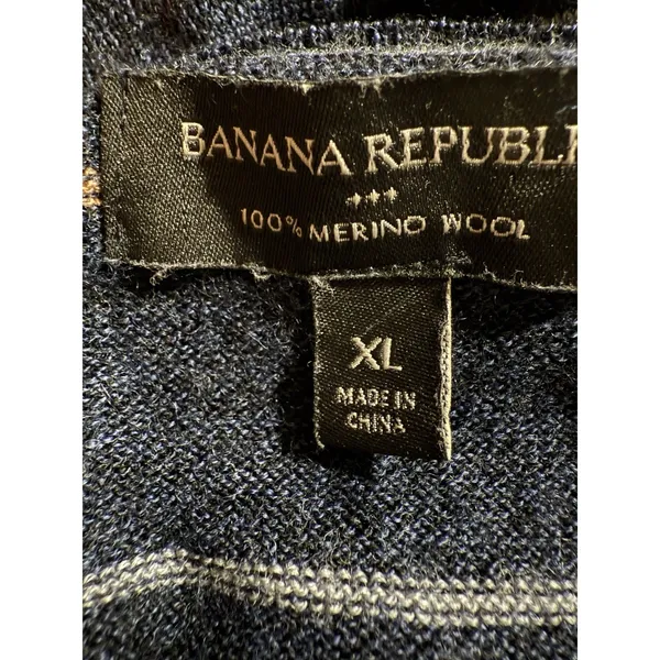 BANANA REPUBLIC‎ Women's Sweater Long Sleeve Striped 100% Merino Wool Size XL - Image 4