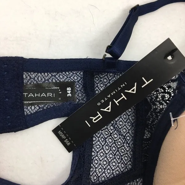 Tahari Blue Padded Sheer Camisole Lace Bra Corset Top 34B NEW - Image 9