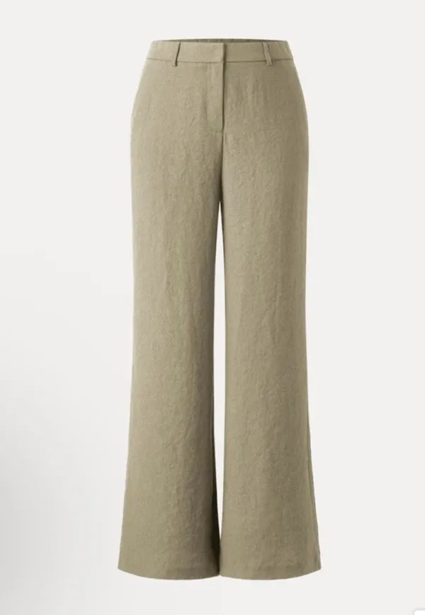 OGL Ecru Wide Leg Pants European Linen Blend High Rise NWT Medium Coastal Chic - Image 2