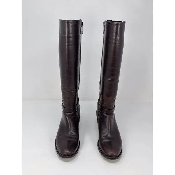 Aquatalia Womens Boots Brown Leather Knee High Tall Zip Up Riding Italian US 6.5 - Image 3