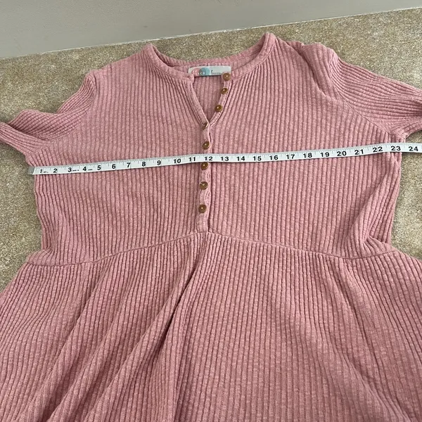 Free People Beach‎ Babydoll Tunic Top Small Pink Ribbed Oversized Flowy Boho S - Image 3