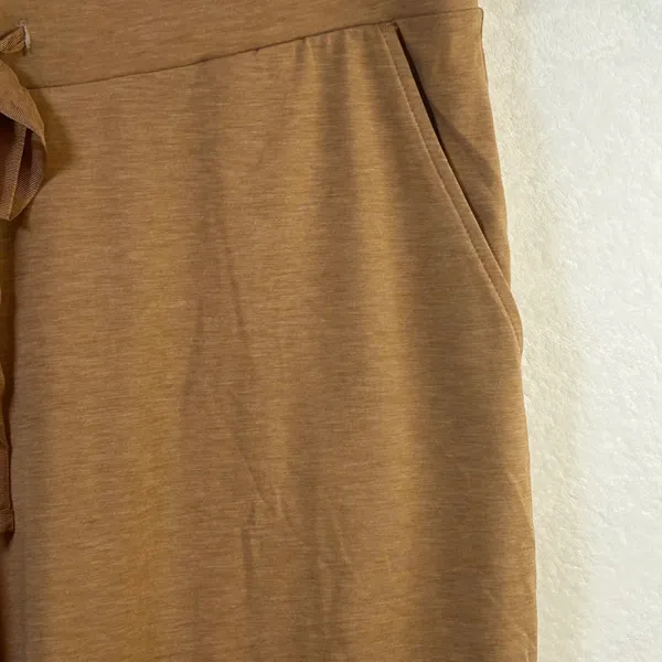 Lands End Womens XL 18 Wide Leg Crop Pants Camel Brown Heather‎ Knit Drawstring - Image 4
