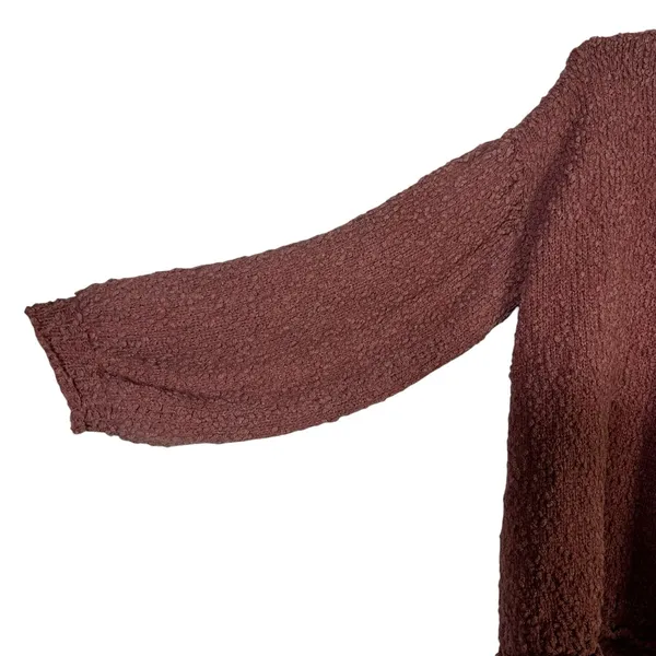 POL TSS224 Popcorn Knit Pullover Sweater Mauve Plum Boho Balloon Sleeve Size M - Image 4
