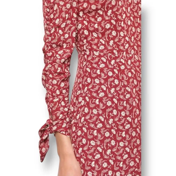 Reformation Lucita Red Floral Wrap Mini Dress Long Sleeve Autumn Wedding Gues‎ - Image 7