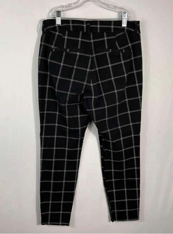 Old Navy Grid Windowpane Plaid Print High Rise Secret Slim Pocket Ankle Slacks 6 - Image 5