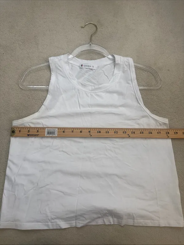 Laslulu White Crop Tops Sleeveless Workout Tank Top Racerback Cropped Flowy M - Image 6