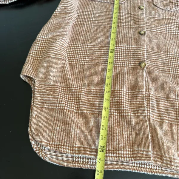 Women’s Brown oversized Plaid‎ shirt Jacket - Image 3