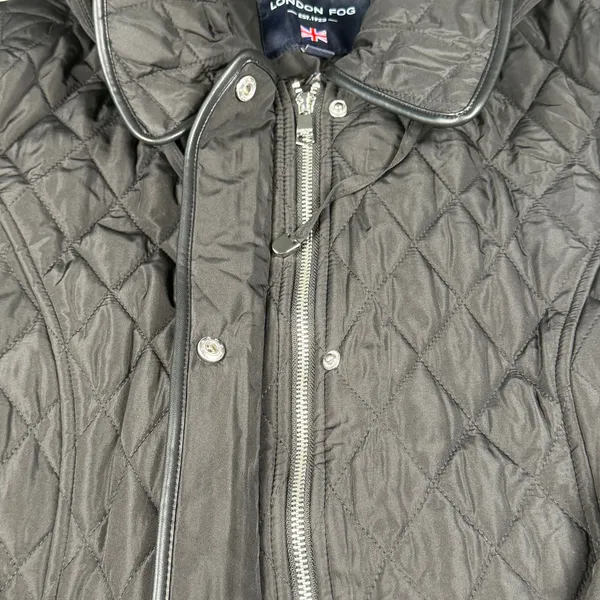 London Fog Jacket Women's XXL Quilted Black Full Zip Pockets New Damaged - Image 3