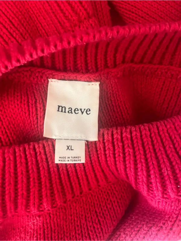 Maeve Red‎ 'Take Me to Milan' Crewneck Cotton Knit Relaxed Sweater Size XL - Image 4