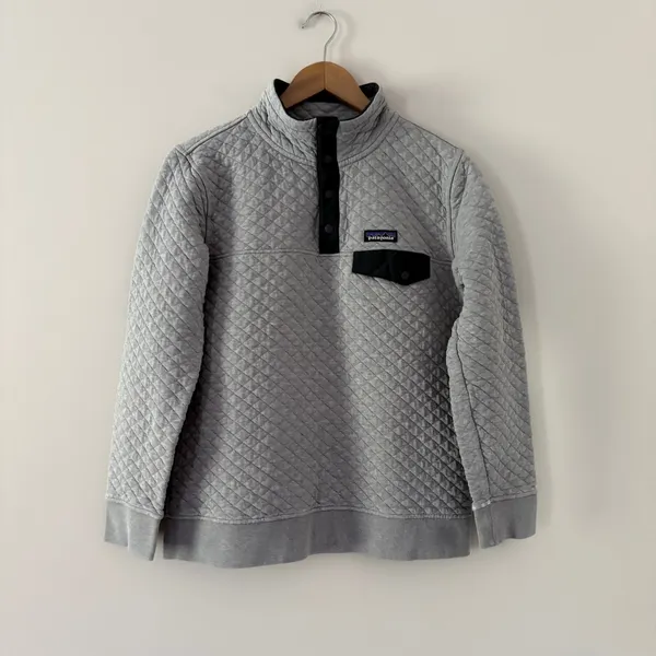 Patagonia Women's Pullover Organic Cotton Quilt Snap-T Grey Medium - Image 14