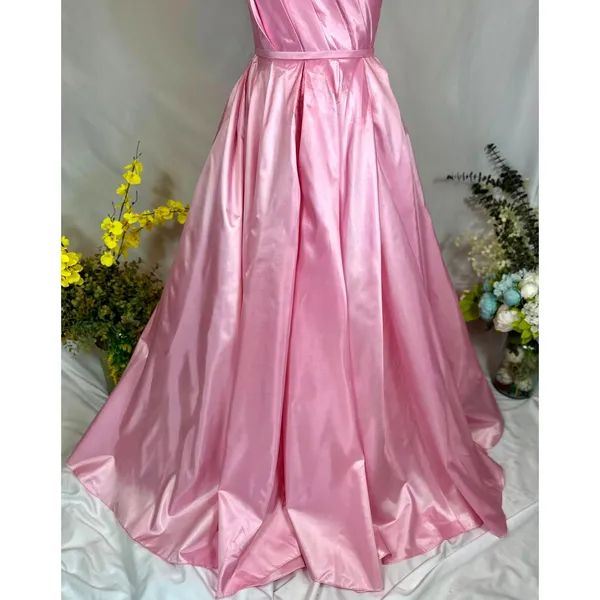 Mac Duggal One Shoulder Large Bow Pleated Gown Ice Pink 2 - Image 15