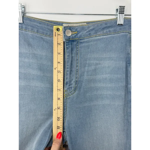Free People Just Float On High Rise Flare Jeans W27 Light Wash Raw Hem Boho - Image 14