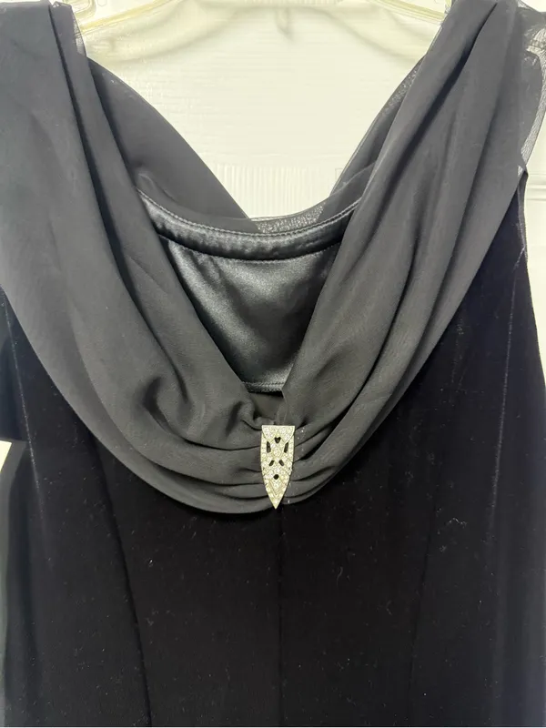 Robbie Bee Black Velvet Maxi Dress with Cowl Neck - Image 3