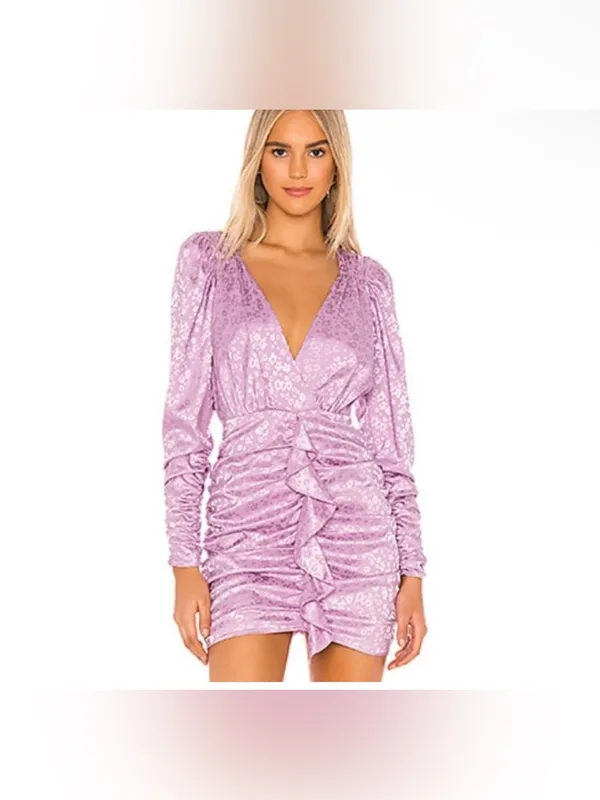For Love and Lemons Fiji Cross Front Mini Dress in Iris size XS - Image 3