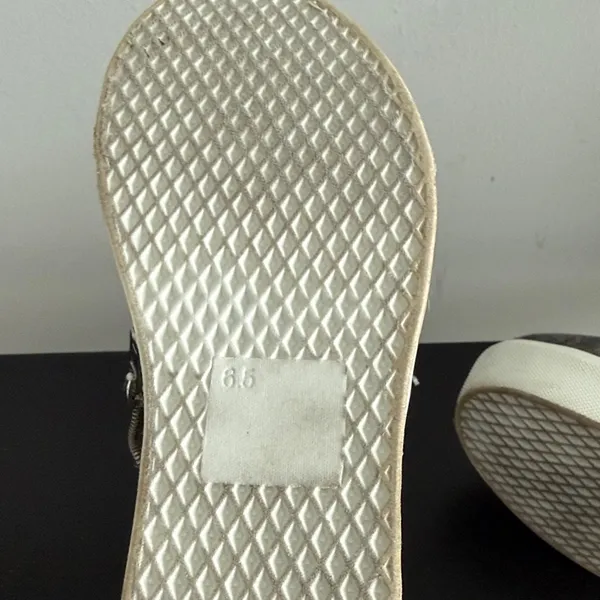 Soda Beige and Blue‎ Striped Wedge Sneaker Bootie Sz 6.5 - Image 10