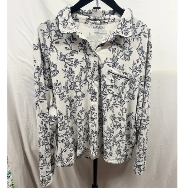 Haven Well Within $78 Women's XXL Organic Cotton Jersey Magnolia Pajama Shirt - Image 2