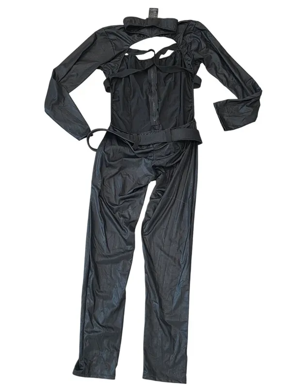 Leg Avenue Black Faux Leather Catwoman-Style Costume With Cut-Out Design Belt L - Image 4