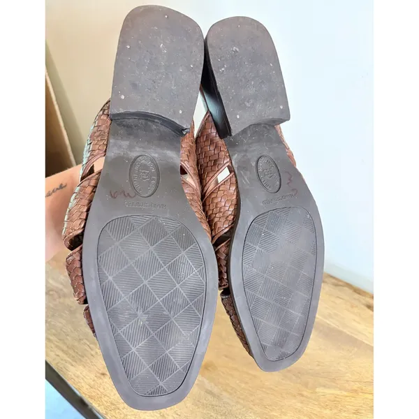 Larry Stuart Brown Woven Leather Huarache Mule Slides 9.5 M Handcrafted Brazil - Image 7