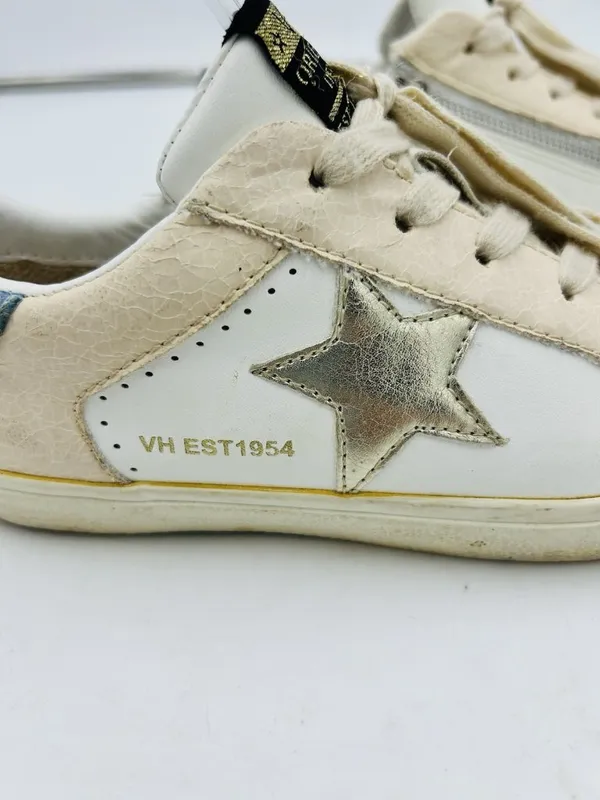 VINTAGE HAVANA Women’s Lulu Fashion Sneakers White Blush Gold Sz 5 Side Zip - Image 4