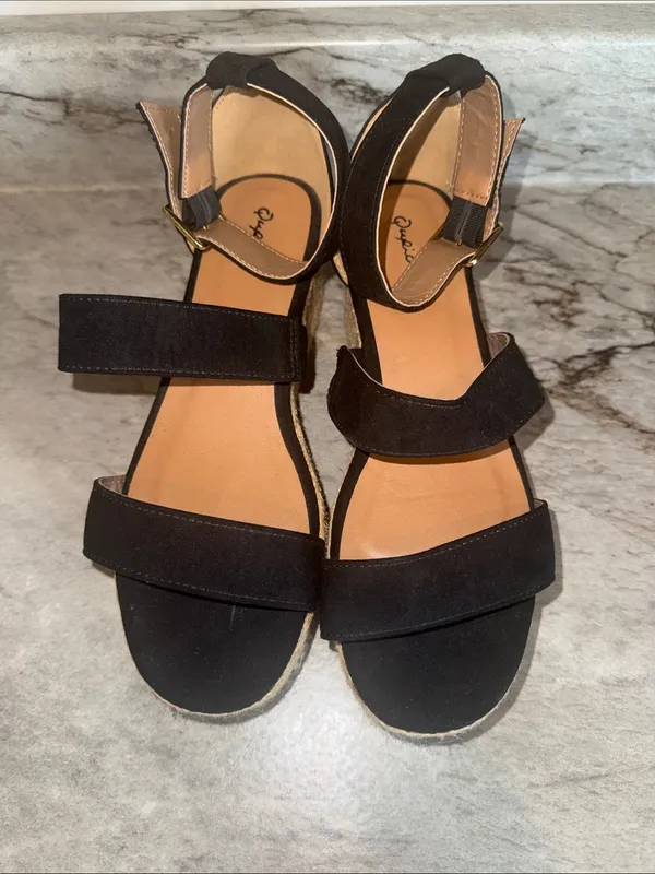 Qupid Black Platform Espadrille Sandals with Ankle Strap - Image 3