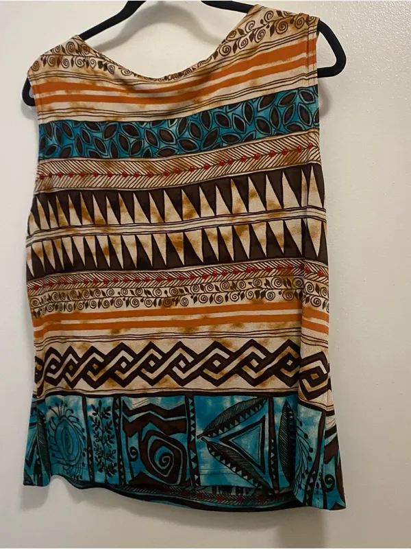 Ronni Nicole Vintage USA Womens Tank Top XL 46” Aztec Southwest Tribal Cowl Neck - Image 7