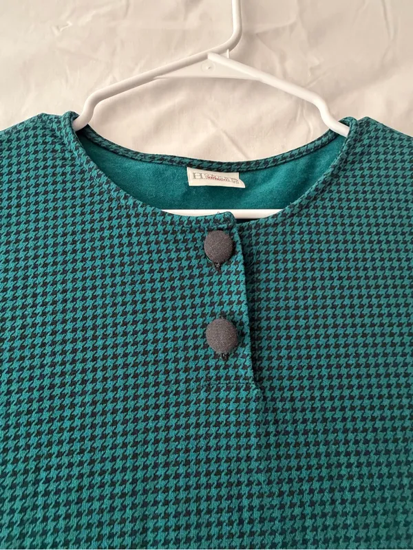 Honors Maternity Houndstooth Size M Green 3/4 Sleeve Top(A659) - Image 5