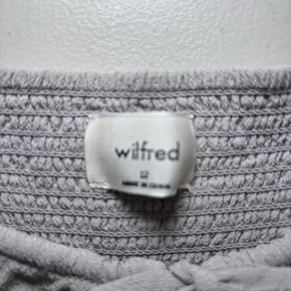 Aritzia Wilfred Bellow Dress 12 Ruched Bodice‎ Midi Bias Cut Gray Smocked Back - Image 6