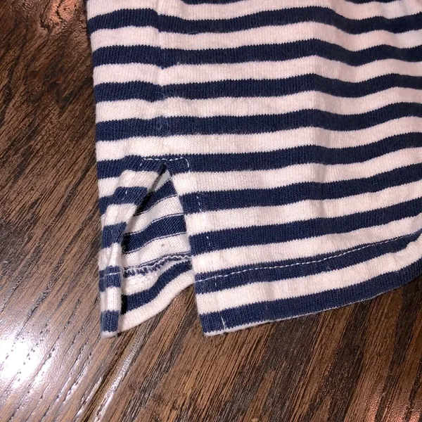 Madewell navy blue and white striped knit top size small cotton fabric - Image 4