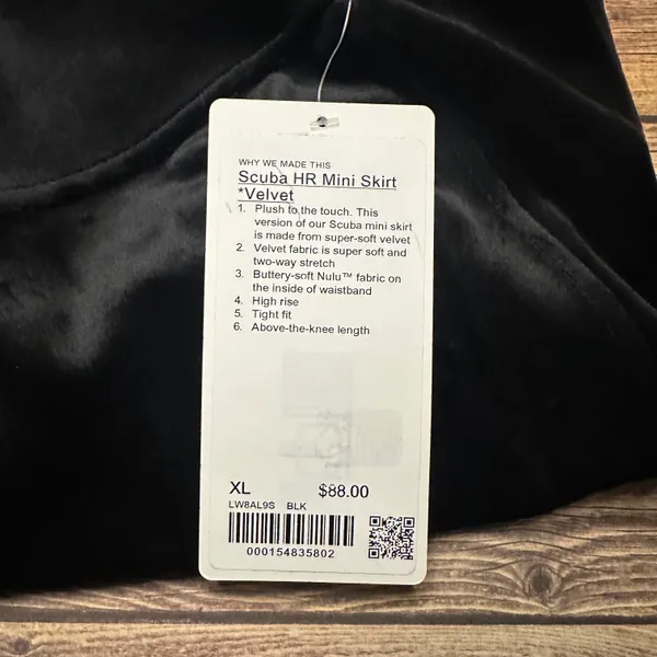 Lululemon Scuba High Rise Mini Skirt Velvet NWT Size XL (BLACK) LW8AL9S - Image 12