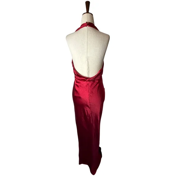 Angel Biba Of Your Dreams Maxi Dress Women Medium Red NWT Satin Halter Gown - Image 3