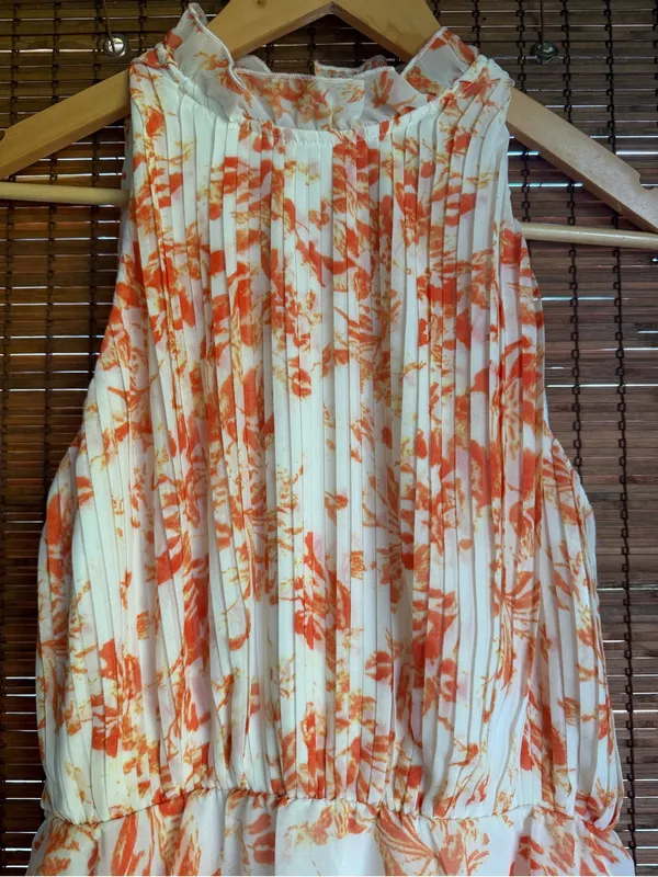 Lucy Paris Mari Orange Floral Tiered Halter Maxi Dress XS NWT $130 - Image 4