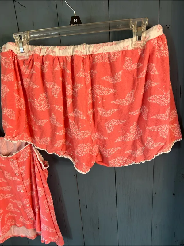 Jessica Simpson Coral Cami & Shorts Drawstring Waist w/ White Butterfly PJ Set L - Image 5