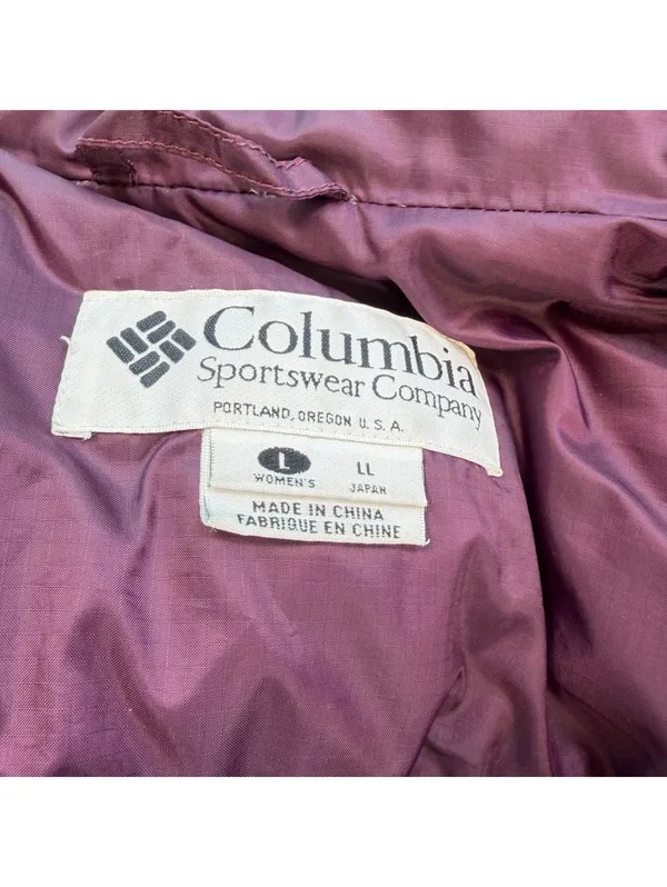 Vintage 90s Columbia Burgundy Goose Down Puffer Jacket Women’s L Oversized Japan - Image 5