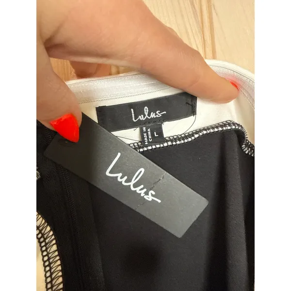 NWT Lulus Impressive Edge Black Color Block Strapless Midi Dress Party Holiday L - Image 7