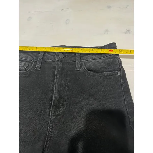Just Black Denim Jeans Women's Size 27‎ Black Distressed Hem High Rise Skinny - Image 6